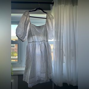 Women’s Puff Sleeve, Eyelet Style Dress with Open Back Cut Out